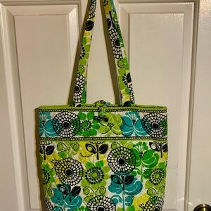 Vera Bradley Green Floral Tote Bag - Vibrant Garden Print